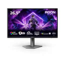 AOC AGON PRO AG276QKD2 tietokoneen litteä näyttö 67,3 cm (26.5") 2560 x 1440 pikseliä Quad HD QD-OLED musta, Harmaa