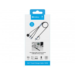 Sandberg 441-69 USB-kaapeli 1,2 m USB A USB C musta