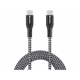 Sandberg 441-67 USB-kaapeli USB 2.0 2 m USB C musta, Valkoinen