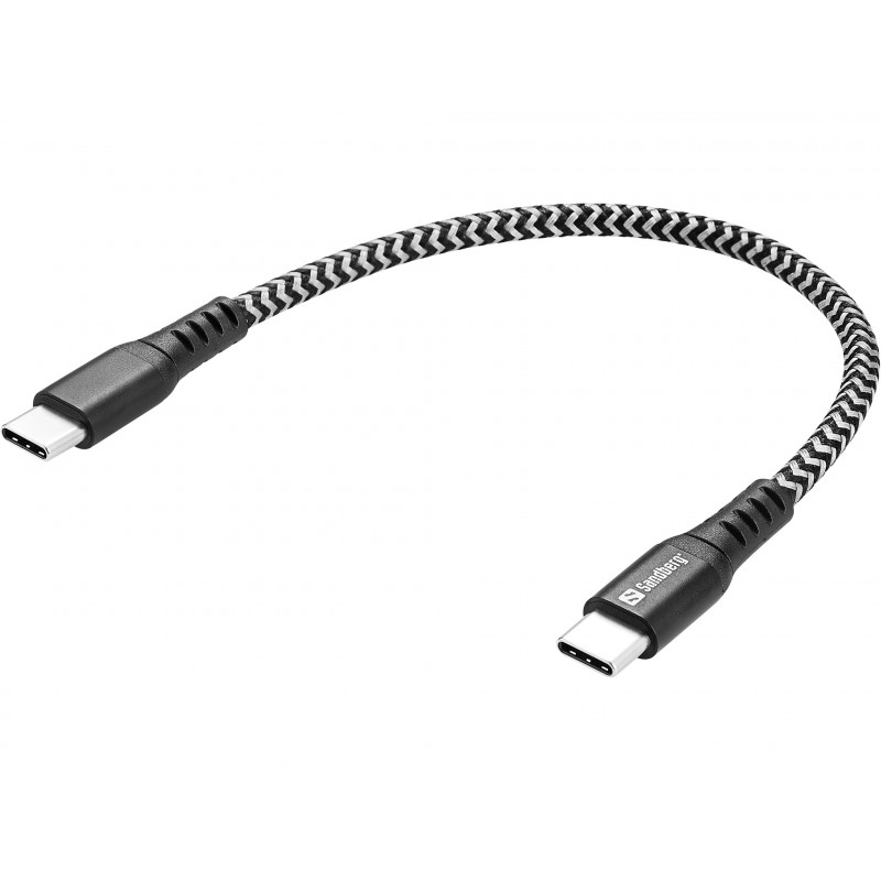 Sandberg 441-66 USB-kaapeli USB 2.0 0,2 m USB C musta, Valkoinen