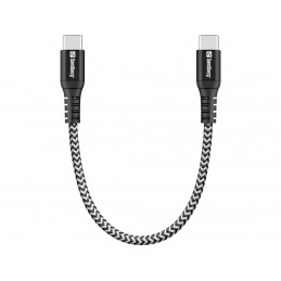 Sandberg 441-66 USB-kaapeli USB 2.0 0,2 m USB C musta, Valkoinen
