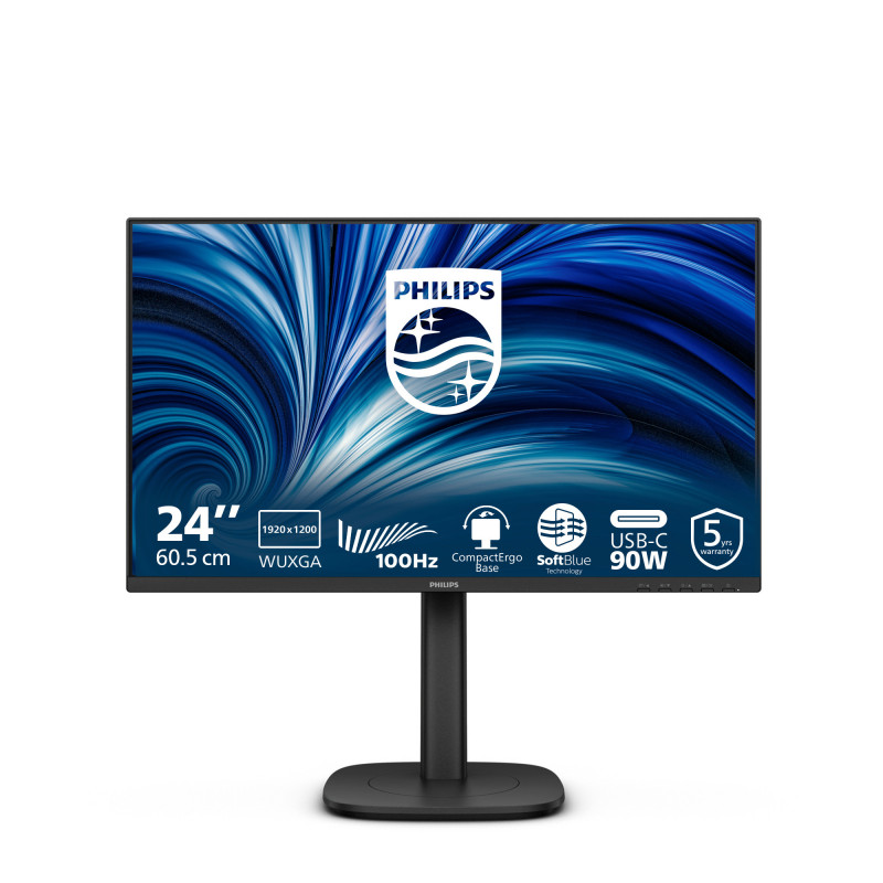 Philips 3000 series 24B2U3301D 00 tietokoneen litteä näyttö 61,2 cm (24.1") 1920 x 1200 pikseliä WUXGA LCD musta