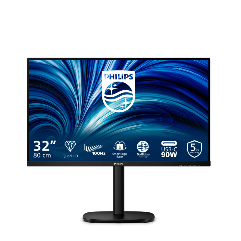 Philips 32B2U3601 00 tietokoneen litteä näyttö 80 cm (31.5") 2560 x 1440 pikseliä Quad HD LCD musta