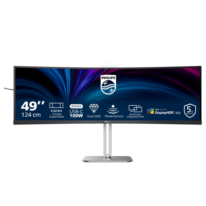 Philips 5000 series 49B2U5900C 00 tietokoneen litteä näyttö 124 cm (48.8") 5120 x 1440 pikseliä Dual QHD LCD musta