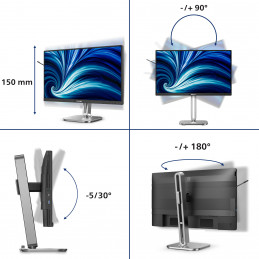 Philips 4000 series 24B2N4200 00 tietokoneen litteä näyttö 60,5 cm (23.8") 1920 x 1080 pikseliä Full HD LCD Harmaa