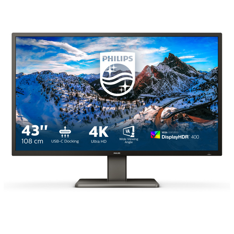 Philips P Line 439P1 00 tietokoneen litteä näyttö 108 cm (42.5") 3840 x 2160 pikseliä 4K Ultra HD LCD musta
