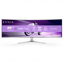 Philips Evnia 8000 49M2C8900L 00 tietokoneen litteä näyttö 124,2 cm (48.9") 5120 x 1440 pikseliä Dual QHD QD-OLED Valkoinen