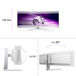 Philips Evnia 8000 49M2C8900L 00 tietokoneen litteä näyttö 124,2 cm (48.9") 5120 x 1440 pikseliä Dual QHD QD-OLED Valkoinen