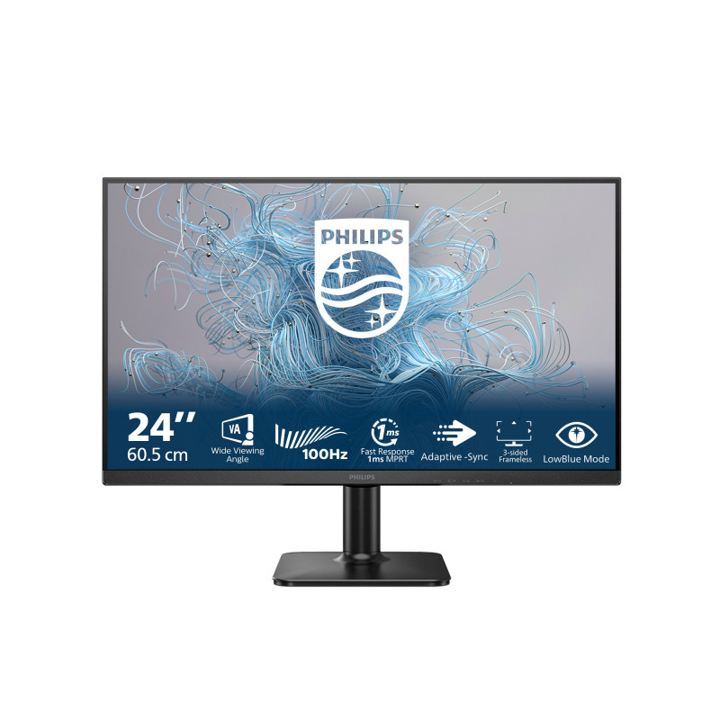 Philips 1000 series 24E2N1100LB 00 tietokoneen litteä näyttö 60,5 cm (23.8") 1920 x 1080 pikseliä Full HD LCD musta