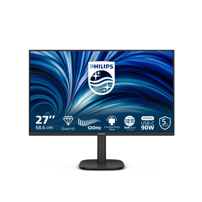 Philips 3000 series 27B2U3601 00 tietokoneen litteä näyttö 68,6 cm (27") 2560 x 1440 pikseliä Quad HD LCD musta
