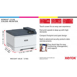 Xerox C320, A4, 33 s min langaton, 2-puolinen tulostin, PS3 PCL5e 6, 2 alustaa, yht. 251 arkkia