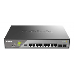 D-Link DSS-200G-10MPP verkkokytkin Hallittu L2 Gigabit Ethernet (10 100 1000) Power over Ethernet -tuki 1U musta, Harmaa