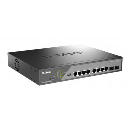 D-Link DSS-200G-10MPP verkkokytkin Hallittu L2 Gigabit Ethernet (10 100 1000) Power over Ethernet -tuki 1U musta, Harmaa
