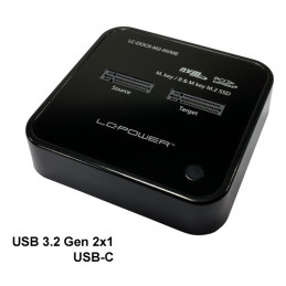LC-Power LC-DOCK-M2-NVME tallennusaseman telakointiasema USB 3.2 Gen 2 (3.1 Gen 2) Type-C musta