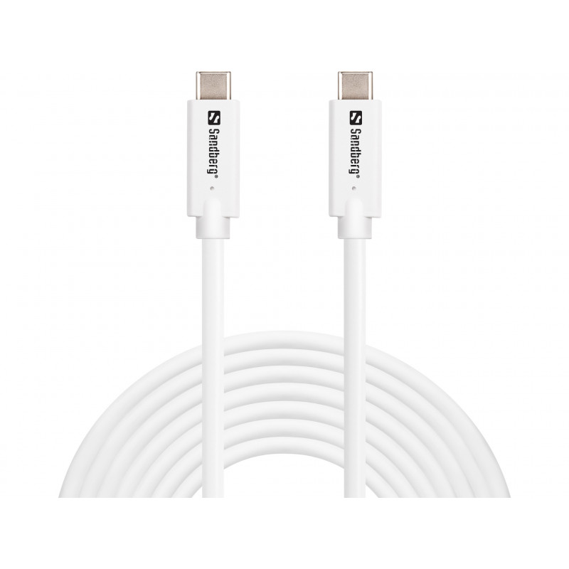 Sandberg 136-76 USB-kaapeli USB 3.2 Gen 2 (3.1 Gen 2) 5 m USB C Valkoinen