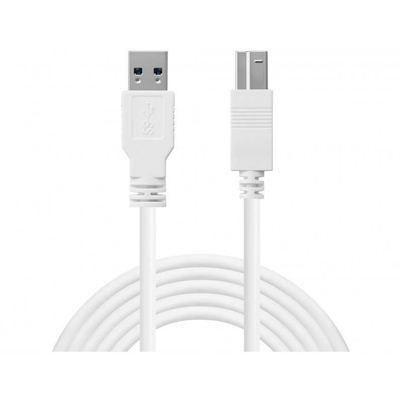 Sandberg 509-23 USB-kaapeli USB 3.2 Gen 1 (3.1 Gen 1) 1,8 m USB A USB B Valkoinen