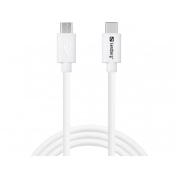 Sandberg 136-74 USB-kaapeli 1 m USB C Micro-USB B Valkoinen