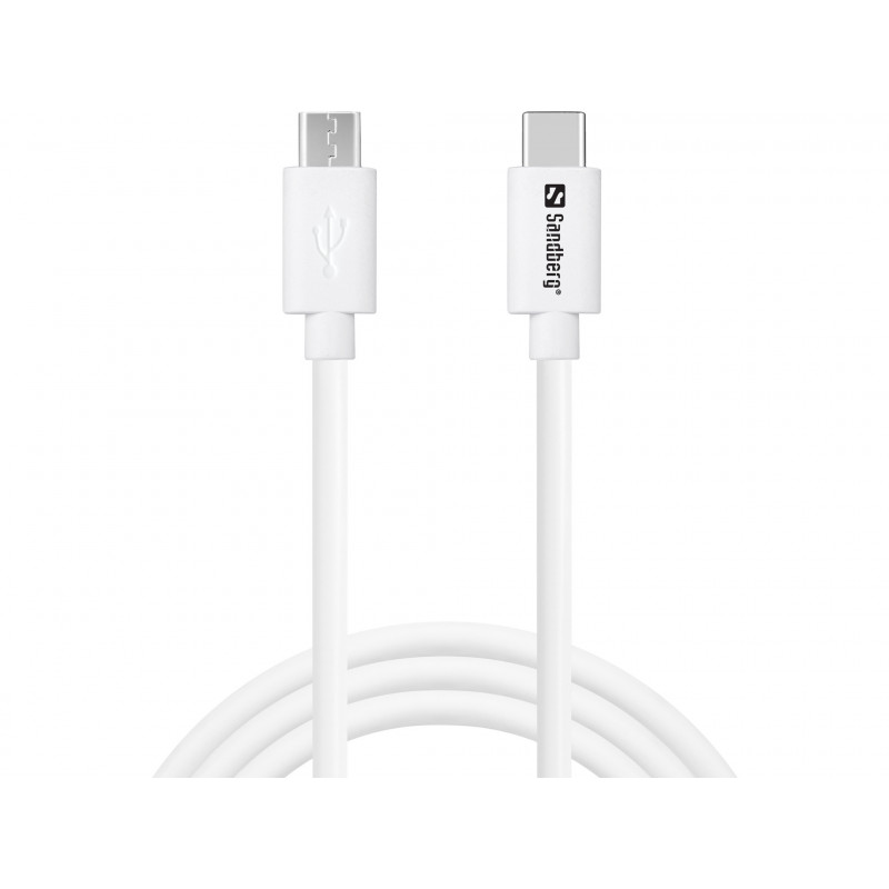Sandberg 136-74 USB-kaapeli 1 m USB C Micro-USB B Valkoinen