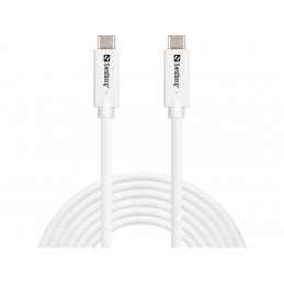 Sandberg 136-75 USB-kaapeli USB 3.2 Gen 2 (3.1 Gen 2) 3 m USB C Valkoinen