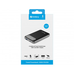 Sandberg 421-16 akku- ja paristolaturi Litium polymeeri (LiPo) 10000 mAh Alumiini, musta