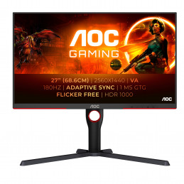 AOC G3 Q27G3XMN BK tietokoneen litteä näyttö 68,6 cm (27") 2560 x 1440 pikseliä 2K Ultra HD LED musta, Punainen