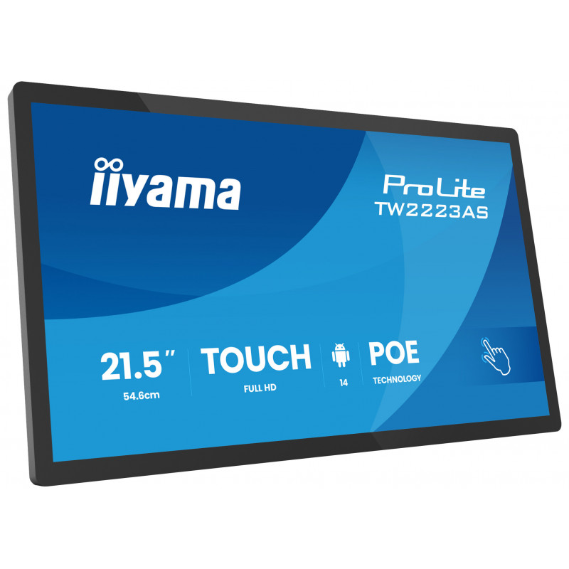 iiyama TW2223AS-B3P infonäyttö Interaktiivinen litteä paneeli 54,6 cm (21.5") Wi-Fi 450 cd m² Full HD musta Kosketusnäyttö