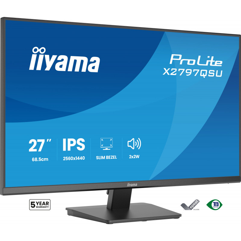iiyama ProLite X2797QSU-B1 tietokoneen litteä näyttö 68,6 cm (27") 2560 x 1440 pikseliä Quad HD LED musta