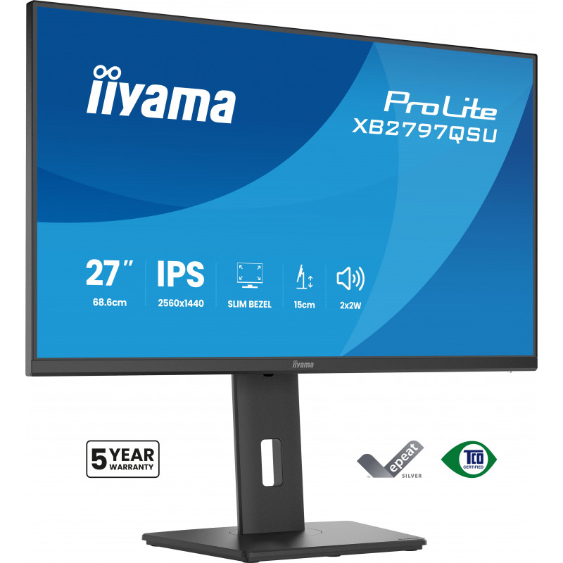 iiyama ProLite XB2797QSU-B1 tietokoneen litteä näyttö 68,6 cm (27") 2560 x 1440 pikseliä Quad HD LED musta