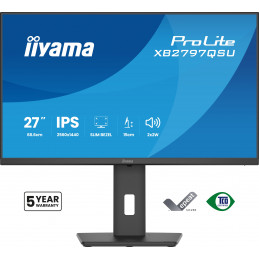 iiyama ProLite XB2797QSU-B1 tietokoneen litteä näyttö 68,6 cm (27") 2560 x 1440 pikseliä Quad HD LED musta
