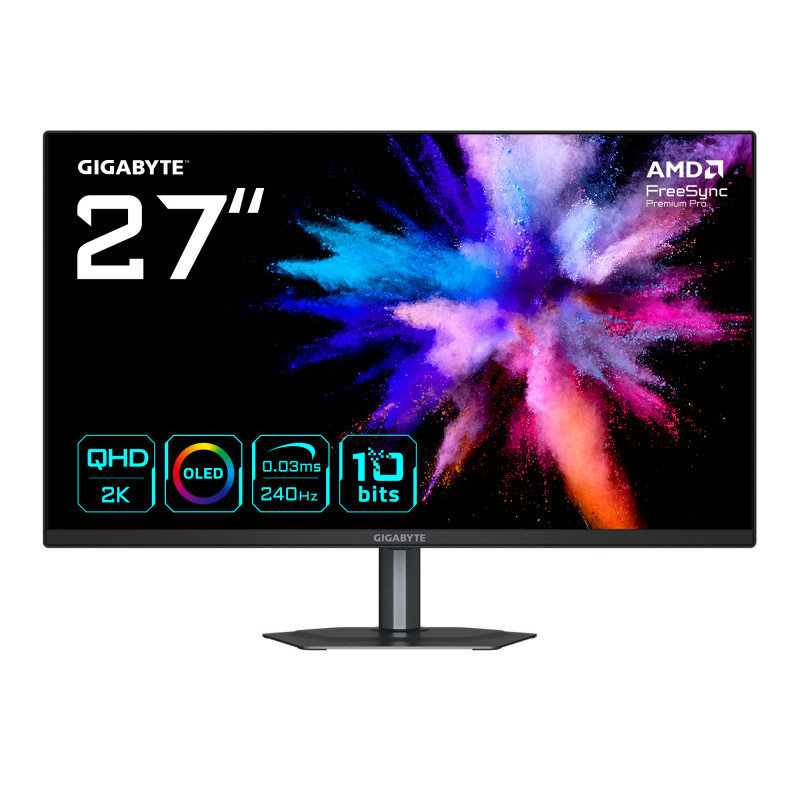 GIGABYTE GO27Q24 tietokoneen litteä näyttö 68,6 cm (27") 2560 x 1440 pikseliä Quad HD QD-OLED musta