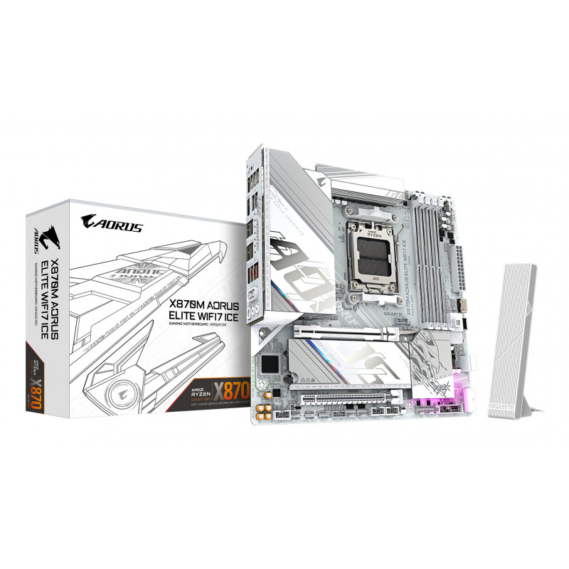 GIGABYTE X870M AORUS ELITE WIFI7 ICE AMD X870 Pistoke AM5 mikro ATX