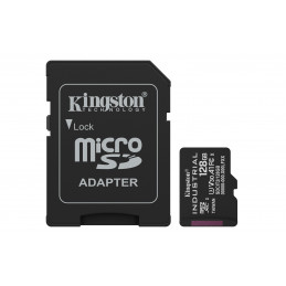 Kingston Technology 128GB microSDXC Industrial C10 A1 pSLC -kortti + SD-sovitin