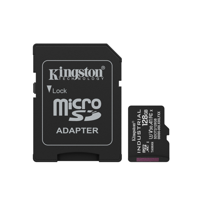 Kingston Technology 128GB microSDXC Industrial C10 A1 pSLC -kortti + SD-sovitin