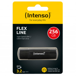 Intenso 3544492 USB-muisti 256 GB USB Type-A   USB Type-C 3.2 Gen 1 (3.1 Gen 1) musta