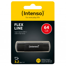Intenso 3544490 USB-muisti 64 GB USB Type-A   USB Type-C 3.2 Gen 1 (3.1 Gen 1) musta