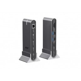 Acer HP.DSCAB.022 kannettavien tietokoneiden telakka ja porttitoistin Langallinen USB 3.2 Gen 1 (3.1 Gen 1) Type-C Hopea