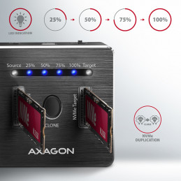 Axagon ADSA-M2C tallennusaseman telakointiasema USB 3.2 Gen 2 (3.1 Gen 2) Type-C musta