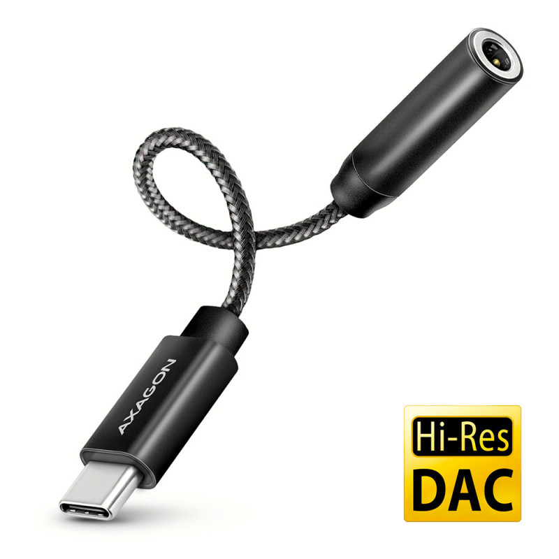 Axagon ADA-HC audiokaapeli 0,1 m 3.5mm USB Type-C musta