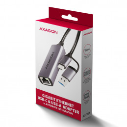 Axagon ADE-TXCA Gigabit Ethernet Adapter USB-C+ USB-A - titangrau - Adapter - Digital Daten 1000 Mbit s