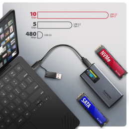 Axagon EEM2-SD2 tallennusaseman kotelo SSD-kotelo Harmaa M.2