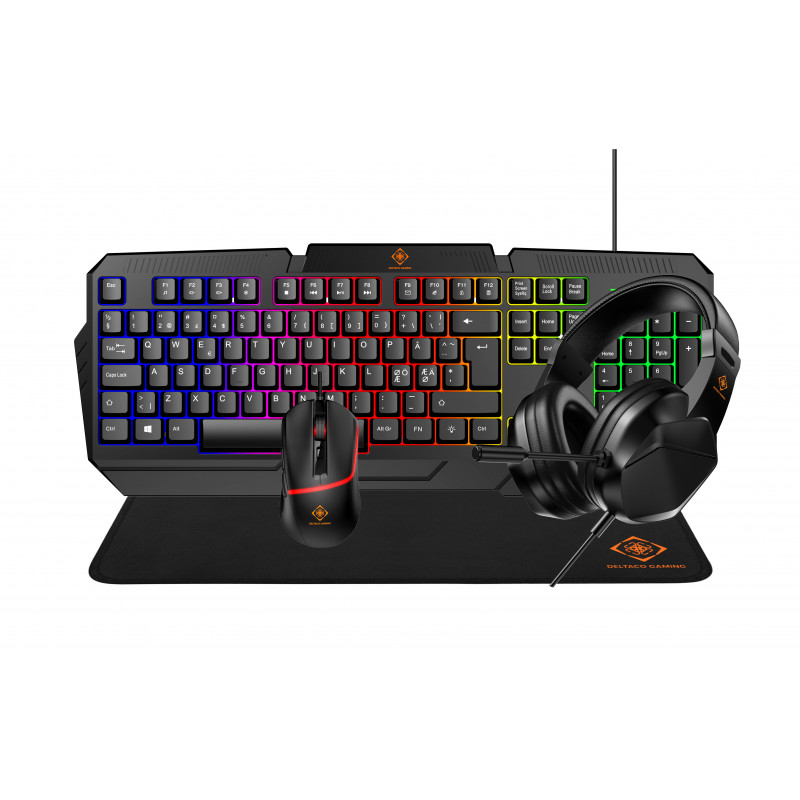Deltaco Gaming 4-in-1 Gaming kit, Headset, Keyboard, Mice, Mousepad