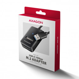 Axagon ADM2-AM USB-A 10Gbps - M.2 NVMe & SATA SSD adaptér, kabelis USB-A 10cm SSD-kotelo musta