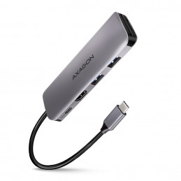Axagon HMC-5 kannettavien tietokoneiden telakka ja porttitoistin Langallinen USB 3.2 Gen 1 (3.1 Gen 1) Type-C Harmaa