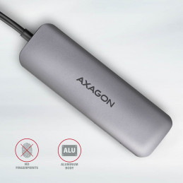 Axagon HMC-5 kannettavien tietokoneiden telakka ja porttitoistin Langallinen USB 3.2 Gen 1 (3.1 Gen 1) Type-C Harmaa