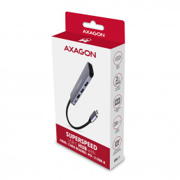 Axagon HMC-5 kannettavien tietokoneiden telakka ja porttitoistin Langallinen USB 3.2 Gen 1 (3.1 Gen 1) Type-C Harmaa