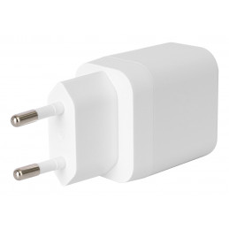 Deltaco USB-seinälaturi, 2x USB-A, 12 W per portti, maksimiteho yhteensä 12 W, valkoinen