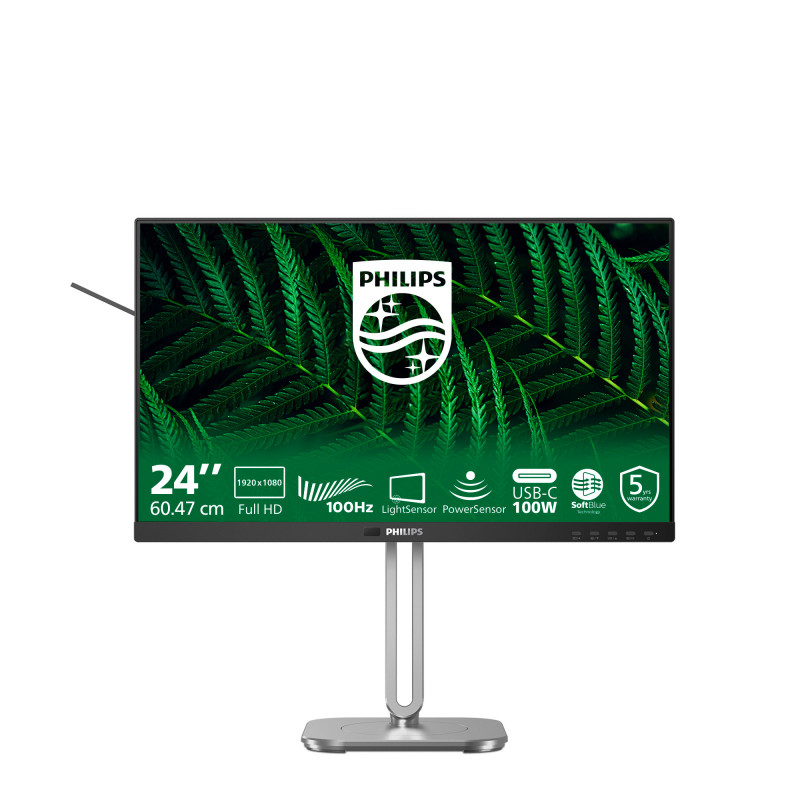 Philips 5000 series 24B2G5301 00 tietokoneen litteä näyttö 60,5 cm (23.8") 1920 x 1080 pikseliä Full HD LCD musta