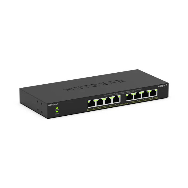 NETGEAR GS308LP Hallitsematon Gigabit Ethernet (10 100 1000) Power over Ethernet -tuki Työpöytä musta