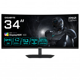 GIGABYTE G34WQC2 tietokoneen litteä näyttö 86,4 cm (34") 3440 x 1440 pikseliä UltraWide Quad HD LED Musta