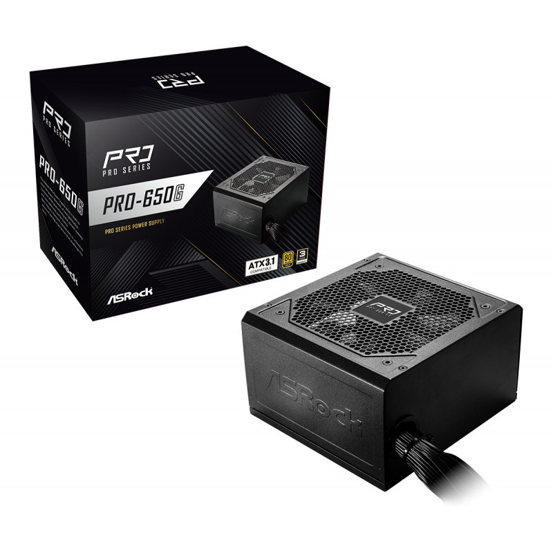 Asrock PRO-650G virtalähdeyksikkö 650 W 24-pin ATX ATX Musta